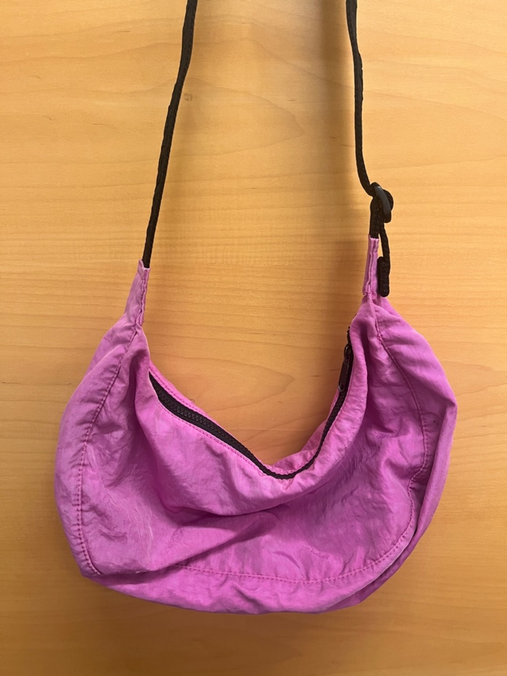 BAGGU Pink Medium Nylon Crescent Bag